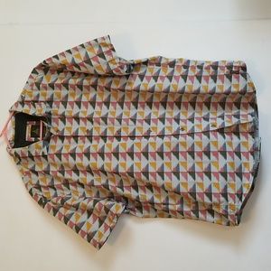 Prana Button Front Shirt Gray print 2XL